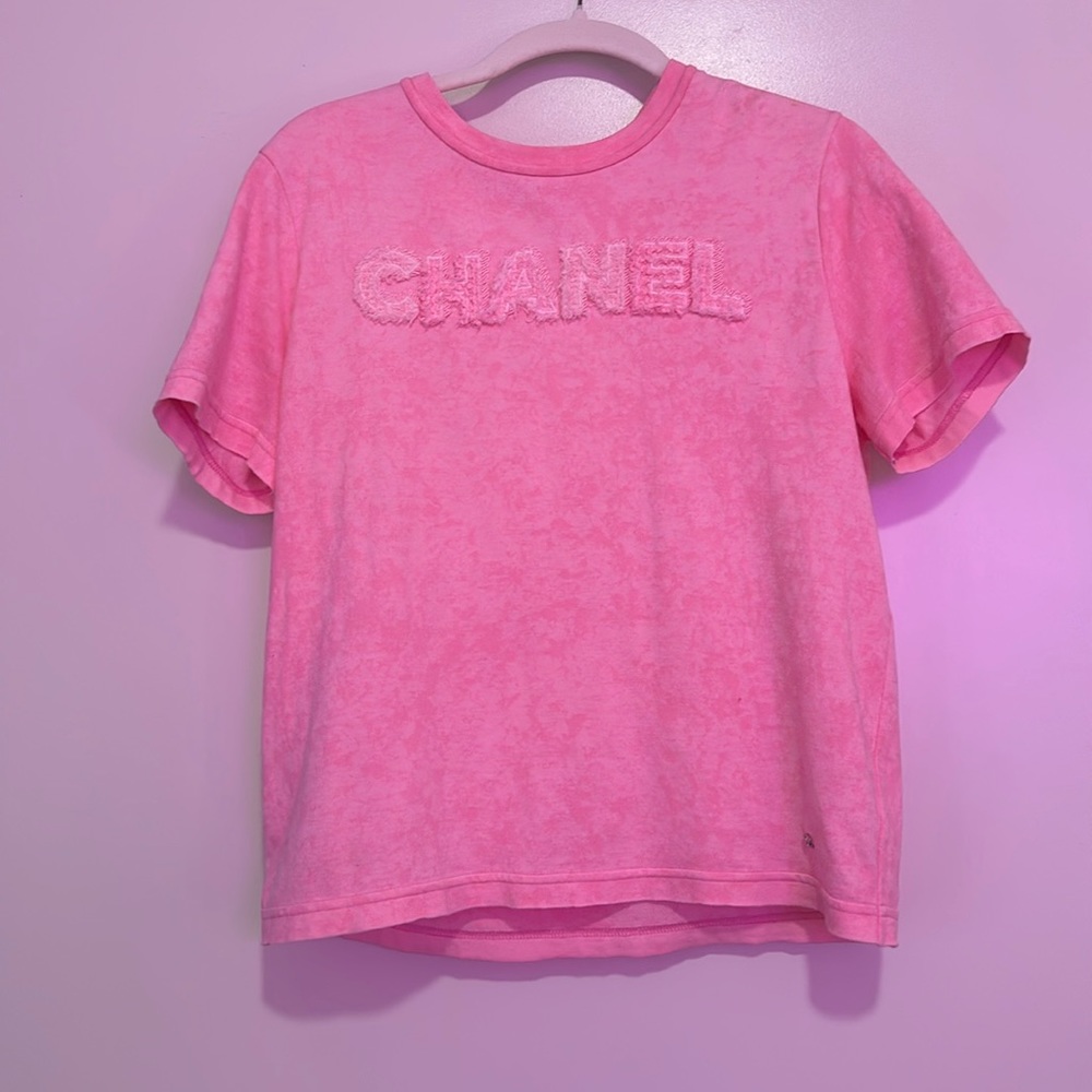 Genuine, hand-sewn HOT pink Chanel Tee